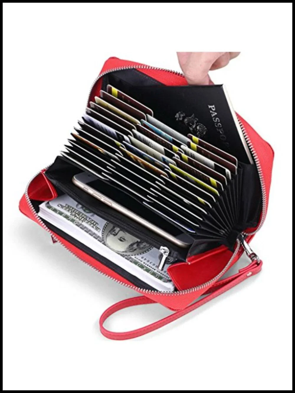 Women's RFID Blocking Leather Wallet Credit Card Holder Zipper Clutch Purse